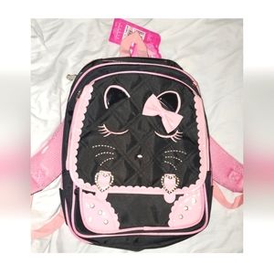 :* Cute Cat Face Diamond Bling Waterproof School Backpack Girls Book Bag bookbag